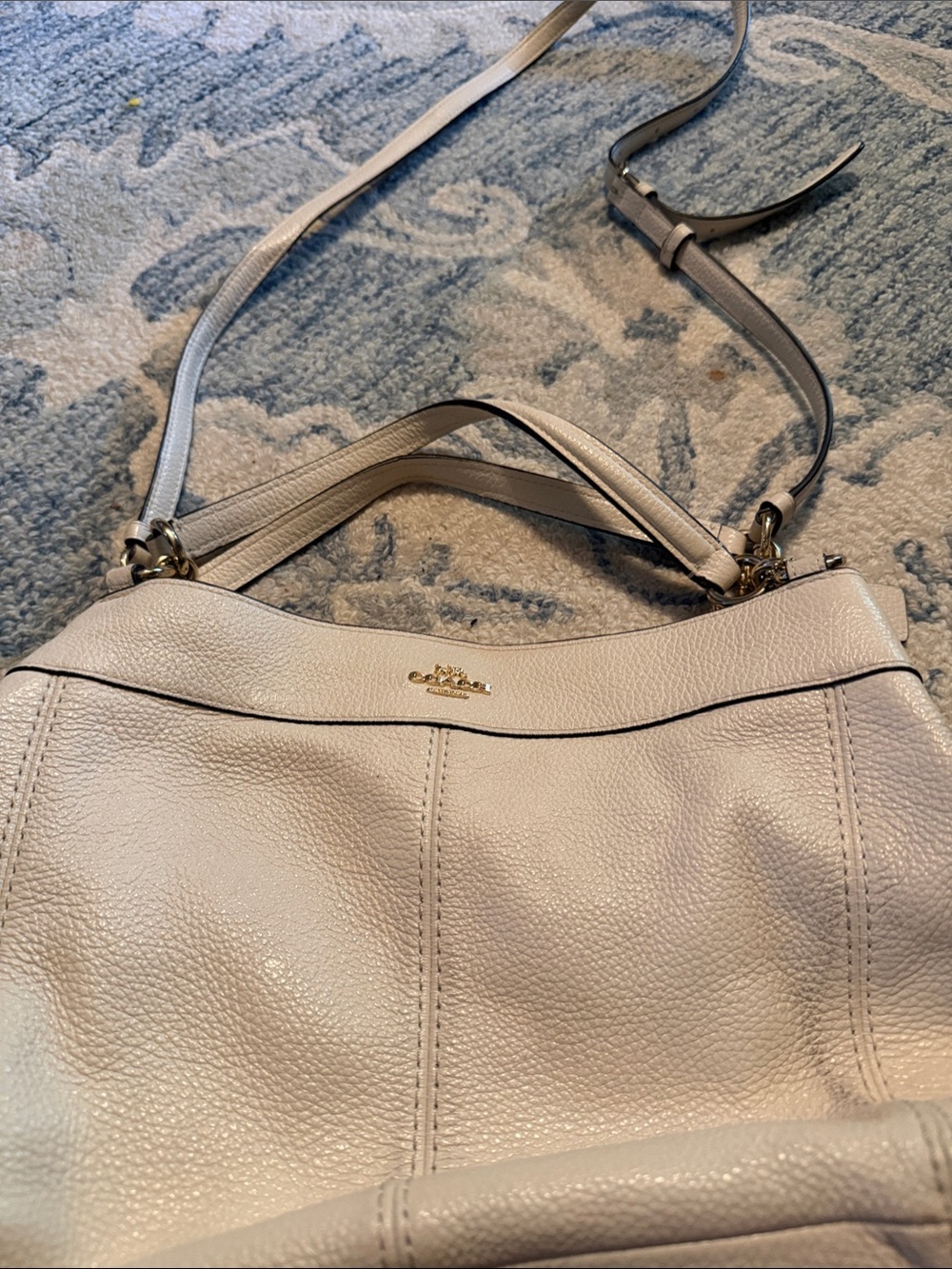 Coach Pebbled Leather Shoulder Bag in white